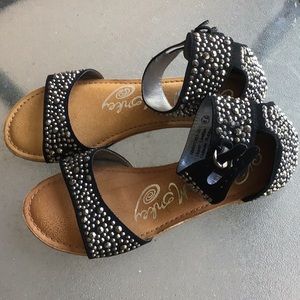 New Naughty Monkey black silver stud sandals 8.5